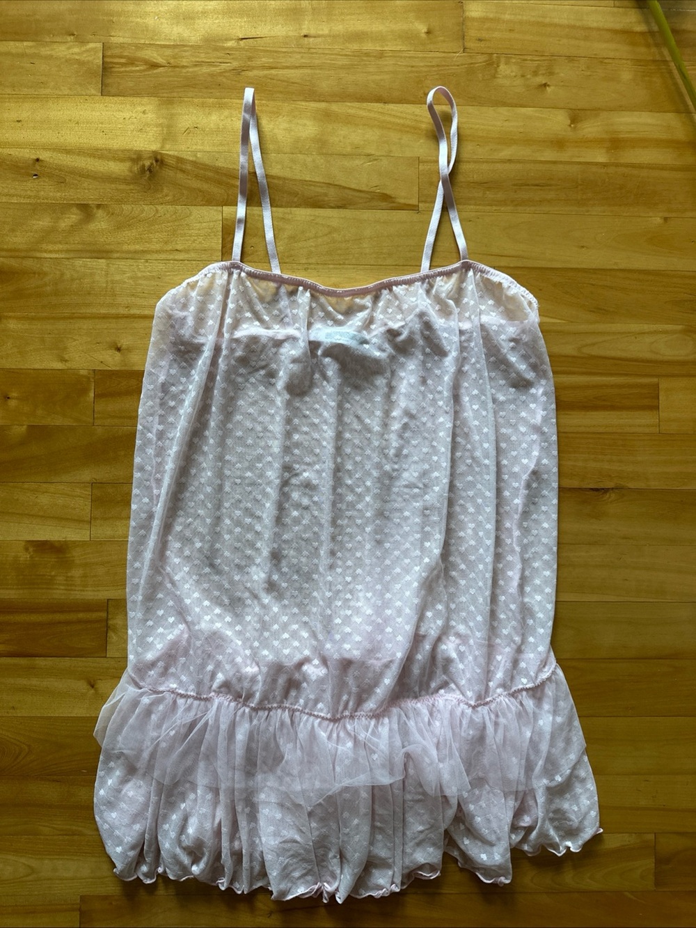 Wild Fable Womens XL Pink Heart Lace Slip Dress Sheer Ruffle Coquette Y2K - Picture 2 of 9